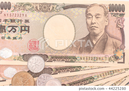 Japanese yen banknotes and Japanese yen coin Japanese yen banknotes and Japanese yen coin 44225280