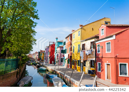 Traditional Burano colored houses, Venice Traditional Burano colored houses, Venice 44225342