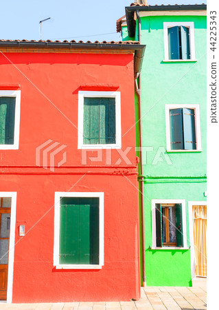 Traditional Burano colored houses, Venice Traditional Burano colored houses, Venice 44225343