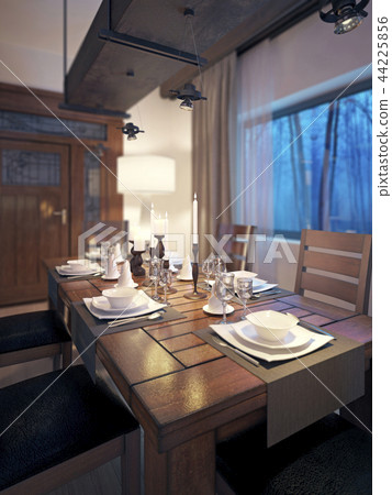 Dining room, rustic and modern style 44225856