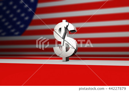 Shattered or broken us dollar sign 44227879