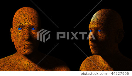 Human face composed of zeroes and ones 44227906