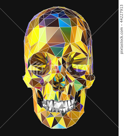 Human skull with colorful low poly surface 44227913
