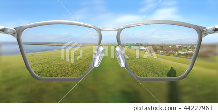 3D Illustration of clear vision through glasses 44227961