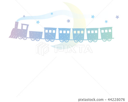 Silhouette of a train running in the night sky 44228076