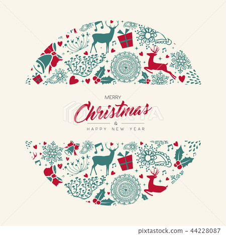 Christmas and New Year vintage deer greeting card - Stock Illustration ...
