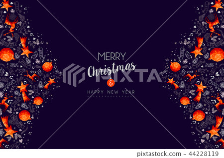 Christmas and new year low poly decoration card 44228119