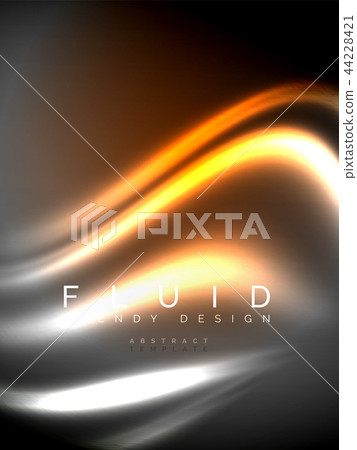 Neon glowing wave, magic energy and light motion background. Vector illustration 44228421