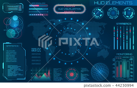 Futuristic HUD Design Elements. Infographic or Technology Interface for Information Visualization 44230994