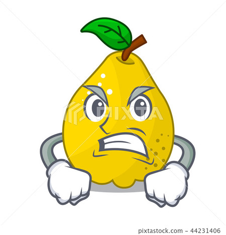 Angry ripe yellow quince fruit on mascot Angry ripe yellow quince fruit on mascot 44231406