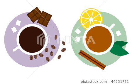 Tea and coffee with sweets flat Tea and coffee with sweets flat 44231751