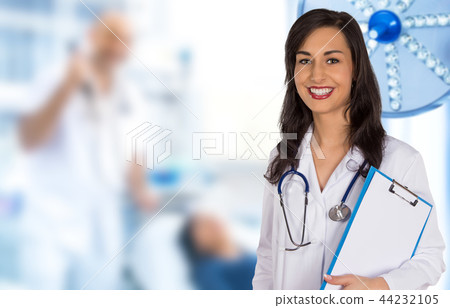 Portrait of attractive young female doctor. 44232105