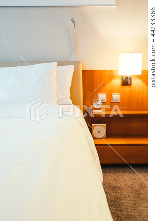 White pillow on bed decoration in bedroom interior 44233366