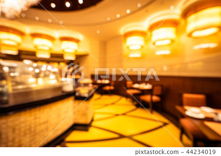 Abstract blur and defocused breakfast buffet in hotel restaurant and coffee shop cafe interior 44234019