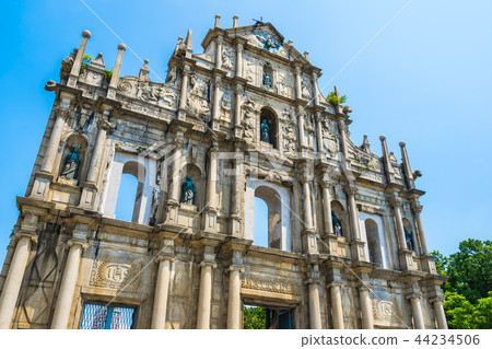 Beautiful old architecture building with ruin of st pual church Beautiful old architecture building with ruin of st pual church 44234506