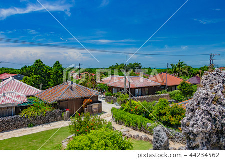Okinawa Taketomi Island old houses Ryukyu tiled 44234562