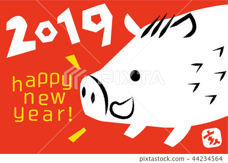 New year's card _ 2019 _ red New year's card _ 2019 _ red 44234564