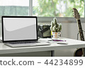 blank screen laptop on working desk 44234899