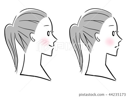 Sideways Woman Smile Set Stock Illustration