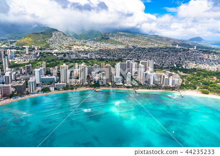 “夏威夷”在威基基，瓦胡島“航空攝影” 44235233