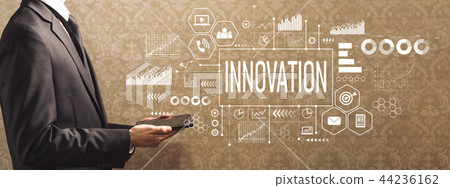 Innovation with businessman holding a tablet computer  44236162