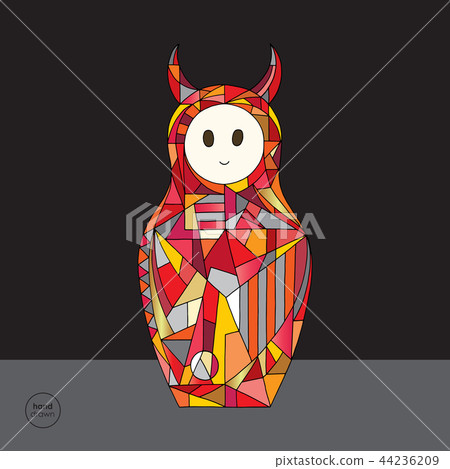 Girl devil character vector illustration. Hand drawn abstract Halloween background. Girl devil character vector illustration. Hand drawn abstract Halloween background. 44236209