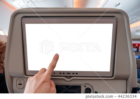 Hand touching on white display screen 44236334