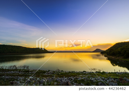 landscape view of Lam Mun Bon dam in twilight at Nakhon Ratchasi landscape view of Lam Mun Bon dam in twilight at Nakhon Ratchasi 44236462
