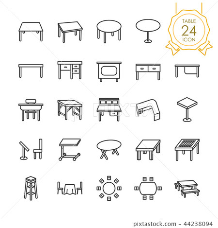 Set of table or desk line icon on white background Set of table or desk line icon on white background 44238094