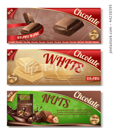Vector collection of chocolate packaging, horizontal labels 44238395