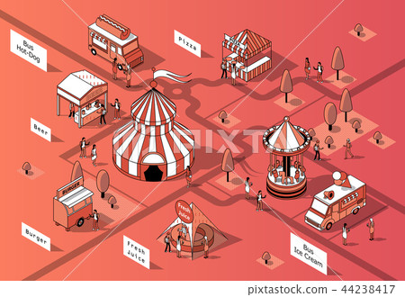 Vector 3d isometric food courts, festival - marketplace 44238417