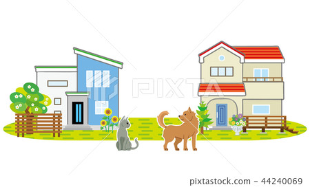 Landscape with dogs and cats in the house 44240069