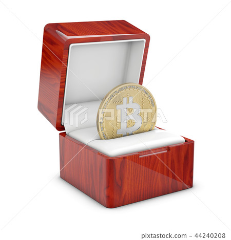 Isolated 3d illustration of a present box with a bitcoin 44240208