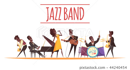 Jazz Band Cartoon Background Stock Illustration