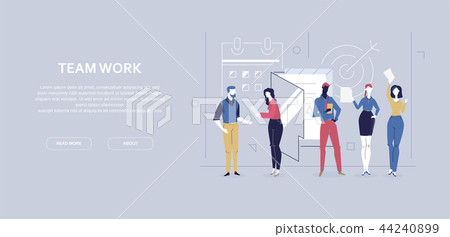 Team work - flat design style colorful banner 44240899