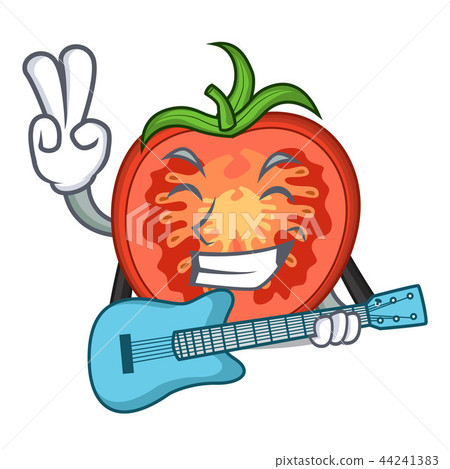 With guitar cartoon fresh tomato slices for cooking With guitar cartoon fresh tomato slices for cooking 44241383
