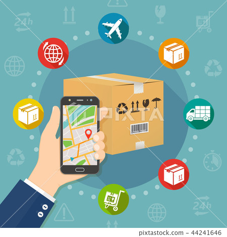 Shipping parcel gps tracking order flat design Shipping parcel gps tracking order flat design 44241646