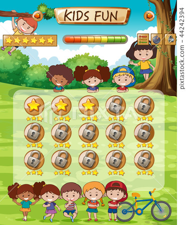 Children on game template 44242394