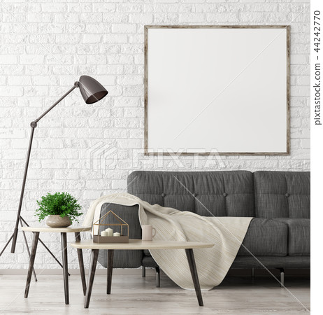 Download Interior With Sofa And Mock Up Poster 3d Rendering Stock Illustration 44242770 Pixta PSD Mockup Templates