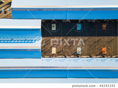 Aerial view of a basketball court Aerial view of a basketball court 44243193