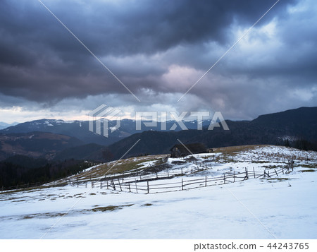 Spring landscape in mountain village 44243765