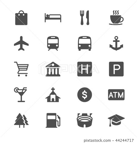 Map and location glyph icons 44244717