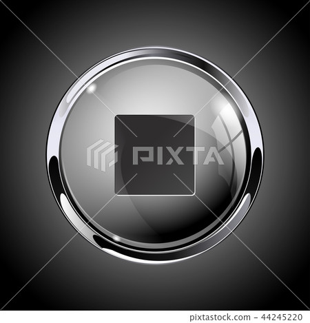 Stop button. 3d shiny gray icon for media - Stock Illustration ...
