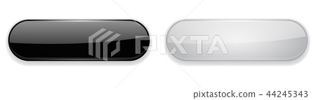 Black and white glass buttons. Oval 3d shiny icons Black and white glass buttons. Oval 3d shiny icons 44245343