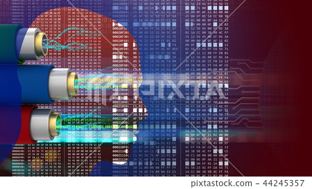 3d abstract of data cables head silhouette 44245357
