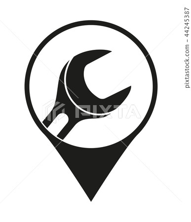 Black and white car repair service location marker 44245387