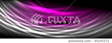 Neon glowing fluid wave lines, magic energy space light concept, abstract background wallpaper 44245572