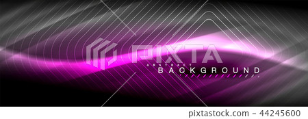 Neon glowing fluid wave lines, magic energy space light concept, abstract background wallpaper 44245600