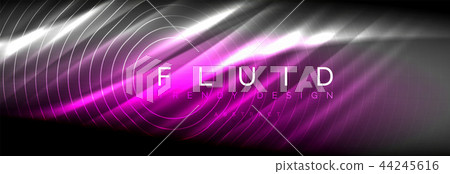 Neon glowing fluid wave lines, magic energy space light concept, abstract background wallpaper 44245616