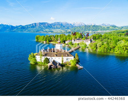 Gmunden castle aerial view 44246368